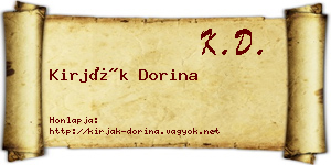 Kirják Dorina névjegykártya